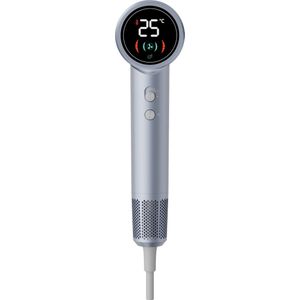 Ionische Föhn met Diffuser – Haardroger met LCD Display – 110.000 RPM – 5 Warmtestanden – Lichtgewicht & Stil – Compact Design - Reisföhn Grijs