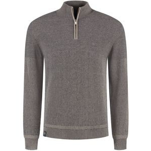 Fellows United - Trui - Beige - Pullover - Half Zip Plated Tuck Knit