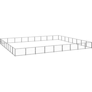 The Living Store Hondenkennel - Grote buitenren met staaldraadwanden - 900 x 800 x 70 cm - Zwart - Staal
