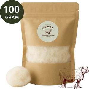 Comfortwol - Wandelwol 100 gram - Wit - 100% natuurlijke Antidruk wol - Voetwol voor blaren, hielspoor & likdoorns – Rijk aan lanoline –Wandelwol voor voeten - Pieterpad & Vierdaagse - Schapenwol