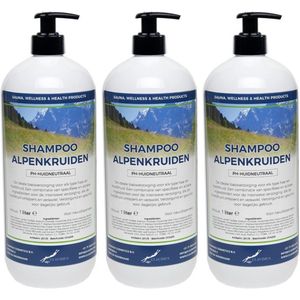 Shampoo Alpenkruiden - 1 liter - 3 Stuks - met pompen - Voordeelverpakking - Haarverzorging