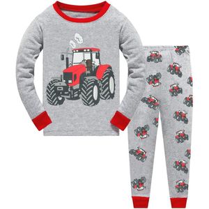 Pyjama voor jongens met lange mouwen en tractor- en brandweerauto-print - 92 t/m 122