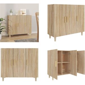 vidaXL Dressoir 90x34x80 cm bewerkt hout sonoma eikenkleurig - Dressoir - Dressoirs - Kast - Wandkast