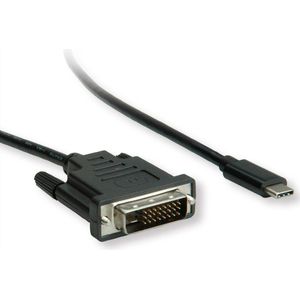 ROLINE USB type C - DVI adapterkabel, M/M, 1 m