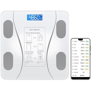 NuCare Slimme Weegschaal - Smart - Luxe Personenweegschaal - Digitale - Scale - Inclusief App - Bluetooth - Wit