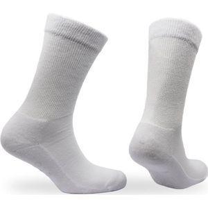 Norfolk - 2 paar - Antislip Huissokken - Katoenen sokken met Demping - Stretch+ Extra Wijde Sokken - Anti-slip Sokken - Maat 43-46 - Wit - Rio Grip