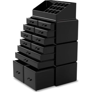 Famanu Make-up Cosmetische Organizer Opbergladen Display Dozen Case met Laden (12D, zwart)