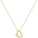 Lucardi Dames Ketting met Hanger Open Hart - 9 Karaat - Ketting - Cadeau - 46 cm - Geelgoud