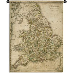Wandkleed Antieke Keizerrijken in kaart - Vintage kaart van Engeland en Wales Wandkleed katoen 150x200 cm - Wandtapijt met foto