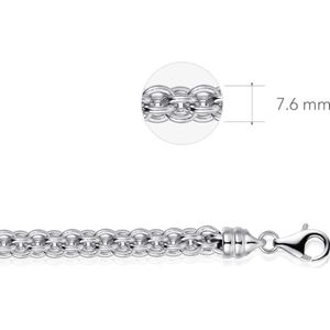 Gisser Jewels - Ketting - Ring Fantasie - 7.6mm Breed - Lengte 43cm - Gerhodineerd Zilver 925 - C001-43 - Sieraad - Dames - Schakelketting - 925 Zilver