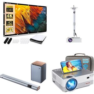 UpLiving LCD Mini Beamer - Soundbar - Projectiedoek 120 Inch - WiFi Bluetooth