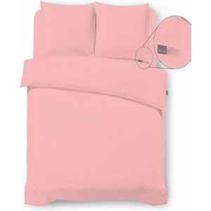 Isleep Dekbedovertrek Perkal - Eenpersoons - 140x200/220 cm - Roze