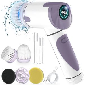 Draadloze elektrische reinigingsborstel met verwisselbare borstelkoppen en instelbare snelheden voor badkamer en keuken