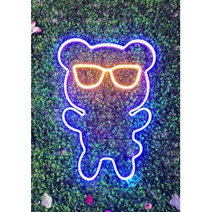OHNO Neon Verlichting Bear - Neon Lamp - Wandlamp - Decoratie - Led - Verlichting - Lamp - Nachtlampje - Mancave - Neon Party - Kamer decoratie aesthetic - Wandecoratie woonkamer - Wandlamp binnen - Lampen - Neon - Led Verlichting - Blauw, Oranje