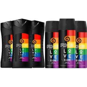 AXE Love is Love Unite - SET - Douchegel 3 x 250 ml & Deo Spray 3 x 150 ml