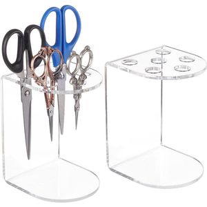 Green Glow - Transparante Acryl Schaarhouder Organizer voor Kapsalon, Kantoor en Thuis - 2 Stuks met 6 Gat - Geschikt voor Scharen - 2 cm Gatmaat