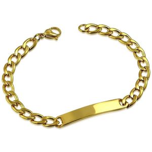 Amanto Armband Delmer Gold - 316L Staal PVD - Graveer - 6mm - 19cm