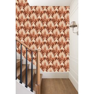 Behang staal Madagascar Travellers Palm Terracotta rood