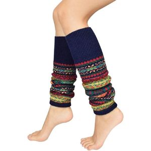 Beenwarmers voor dames, lange winter, beenwarmers, Boheemse stijl, gebreid, dikke beenwarmers, overknee, kousen, 1 of 2 paar, dansen, kous, gebreid, gehaakte sokken, legging, kerstkous - marine 1 paar