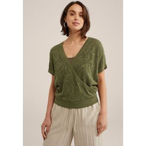 WE Fashion Dames gebreide top met opengewerkt dessin