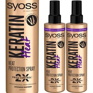 Syoss Keratin Heat Protection Hair Spray - 2 x 200 ml - Dubbel Frizz Control