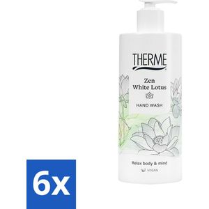 6 x Therme - Zen White Lotus - Handzeep - Hydraterend - Verzorgend - 300ml - Handzeep - Witte Lotus - Hydraterende Handzeep - Verzorgend - Ontspanning