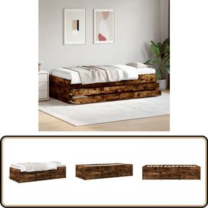 vidaXL Slaapbank met lades zonder matras 75x190 cm gerookt eikenkleur