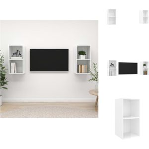 vidaXL Televisiewandmeubel - Set van 2 - Hoogglans wit - 37 x 37 x 72 cm - Voldoende opbergruimte - Kast