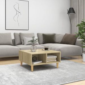 The Living Store Salontafel - Scandinavische stijl - Opbergschappen - 60 x 60 x 30 cm - Sonoma eiken