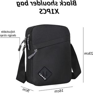 Heren Canvas Schoudertas Multifunctioneel Verstelbaar voor Reizen en Werk (Zwart)