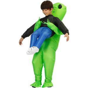 KrijgHonger - Alien Kostuum Voor Kinderen (120-145cm) - Ontvoerd door Alien - Verkleedkleding - Carnavalskleding - Opblaasbaar Kostuum - Halloween