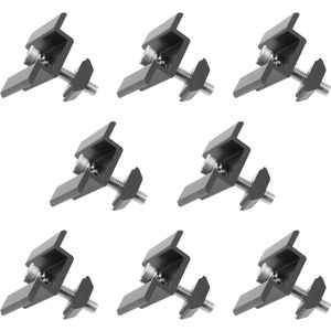 8pcs T-Center Clamp Solar Panel Rack Solar Panel Mounting Intermediate Clamp Anodized Black with Cylindrical Head Screw and Slotted Nut (30mm)