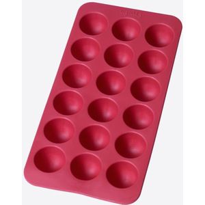 Lékué ijsblokjesvorm uit rubber voor 18 ronde ijsblokjes rood 22x11x2.3cm