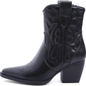 Leatherlook enkellaarsje met leuk motief 41 / Zwart