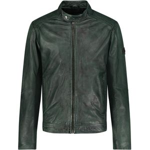 Urban - Shawn - Leren Jas - Groen - Lamsleer - Casual Jack