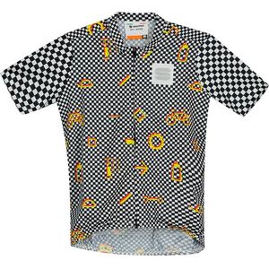 Sportful CHECKMATE KID Fietsshirt Black White Cedar - Unisex - maat 12Y