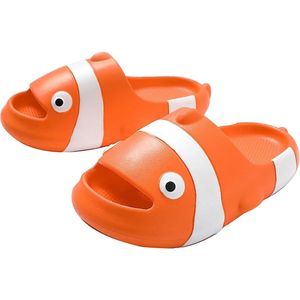 Geweo Badslippers - Vis Slippers - Clownvis Slides - Profiel Non-Slip Zool - Oranje - Maat 39/40