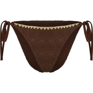 Hunkemöller Cheeky Tanga Bikinibroekje Crochet Bruin XL