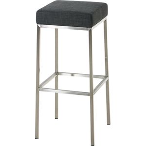 Barkruk Divine - Zonder rugleuning - Polyester - Set van 1 - Ergonomisch - Barstoelen voor keuken of kantine - Vierkant - Grijs - Zithoogte 80cm