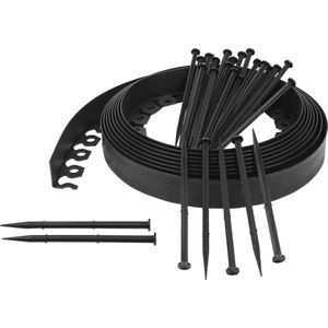Tuinrand 55 mm - Zwarte kleur - 20 meter lang met pennen Lawn Edging