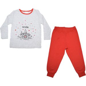alisé Pyjama set  smile grijs met red orange Rood 104