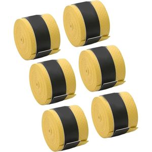 Griptape voor Tennisracket en Badmintonracket - 6 Stuks Gematteerd PU Ademend Antislip voor Sport (Geel)
