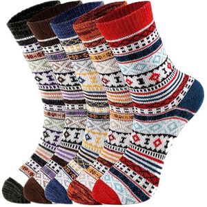 Huissokken - Wintersokken - 5 Paar - Thuissokken - Huissokken Dames en Heren - Verwarmde sokken - Fleece Sokken - Dikke Sokken - Slofsokken - Warme Sokken - Bedsokken - Gevoerde Sokken - Winter Sokken - Cadeautip - KerstLetters, één maat