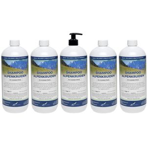 Shampoo Alpenkruiden - 1 liter - 5 Stuks - met pomp - Voordeelverpakking - Haarverzorging