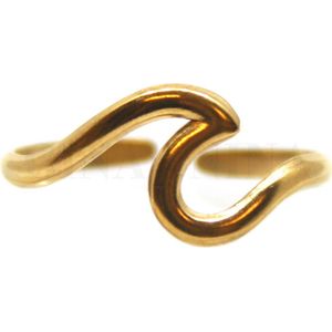 Ring van Goudkleurig stainless steel, Waves, 18 mm, Verstelbaar, In kadodoosje