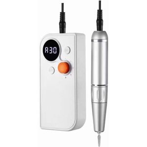 Elektrische Nagelfrees - Nagelfrees Complete Set - Elektrische Nagelvijl 30000 RPM - Nagelvijl Elektrisch - Draagbare elektrische nagelboormachine - met 6 boortjes en schuurkop - Wit