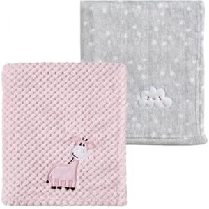 2 Stuks Gezellige Pluizige Babydekens 76 x 100 cm - Voor Zuigelingen en Peuters, Grijze Wolk en Giraffe