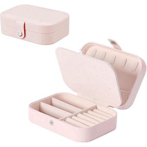 Kleine roze sieradendoos - Reissieradenorganizer van PU leder - Geschenkdoos voor kettingen, ringen, armbanden en oorbellen - Voor meisjes en vrouwen