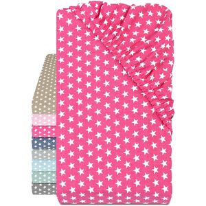 Boraboi ® Stijlvol Katoenen Kinderhoeslaken met Sterrenmotief - Fuchsia, 70 x 140-150 cm