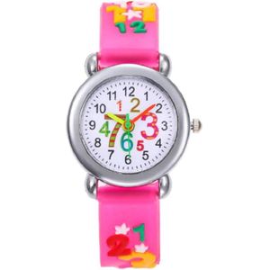 Cijfers leren - kinderhorloge/ peuter horloge - educatief horloge- meisjes - roze - 28 mm - I-deLuxe verpakking